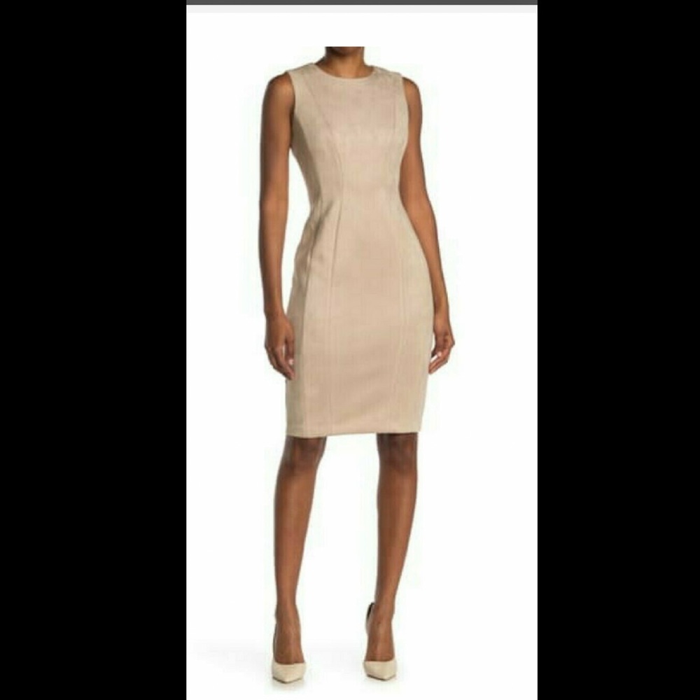 Faux suede midi dress